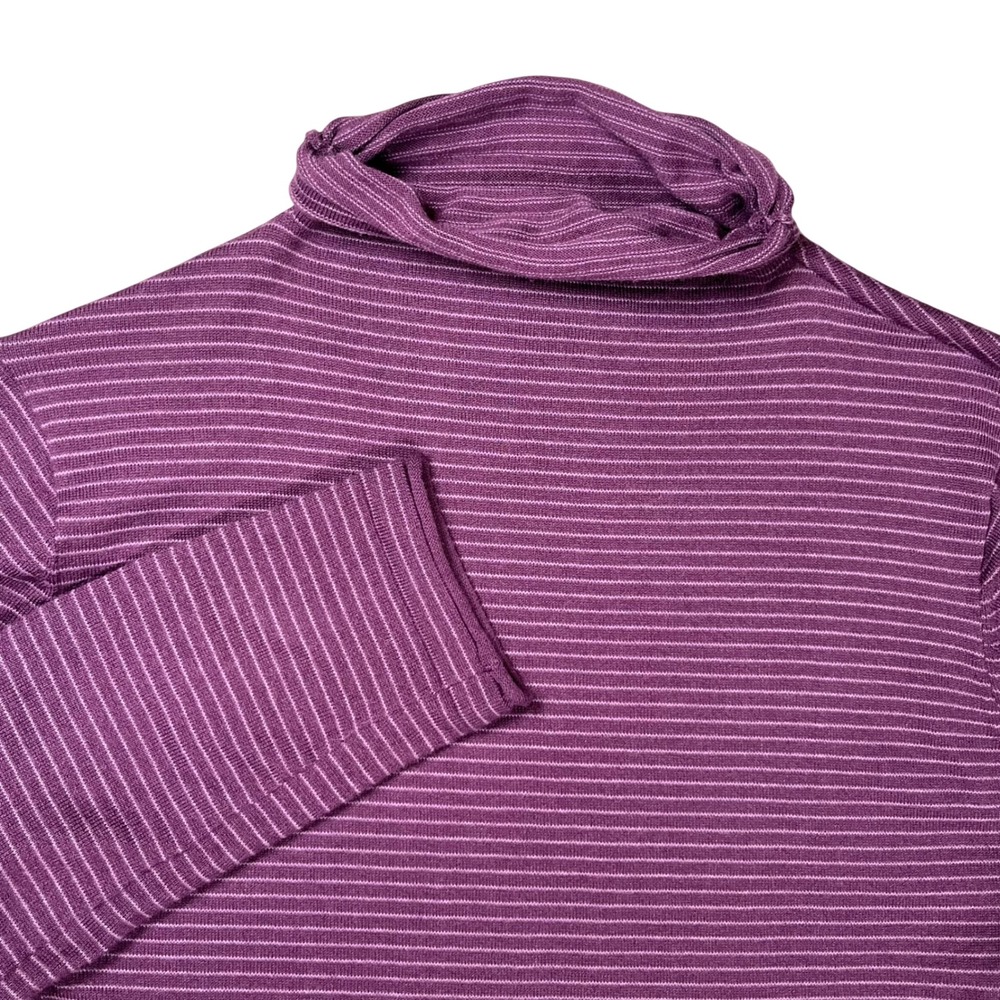 Duluth Trading‎ Co Turtleneck Top Womens XS Purple Striped Coolmax Long Sleeve